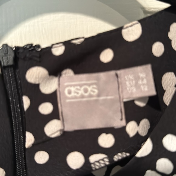 Women ASOS maternity dress in black w/ white dots aline silhouette - Picture 2 of 4